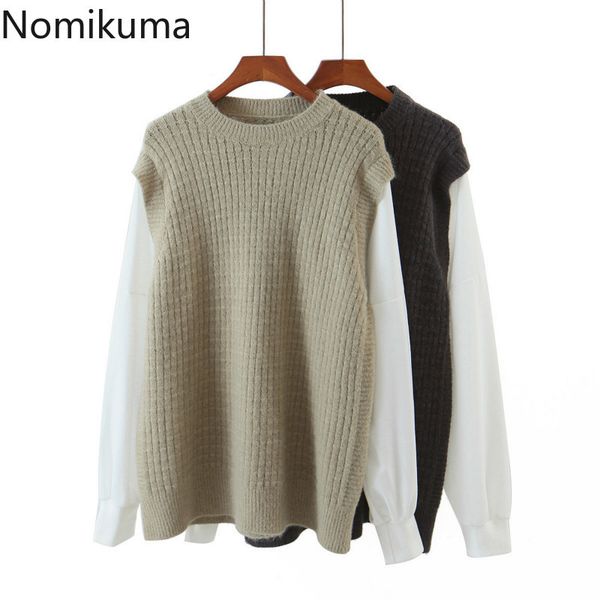 nomikuma autumn winter pull femme fake two pieces long sleeve patchwork knitted causal o-neck women sweater 6c954 210427, White;black
nomikuma autumn winter pull femme fake two pieces long sleeve patchwork knitted causal o-neck women sweater 6c954 210427, White;black