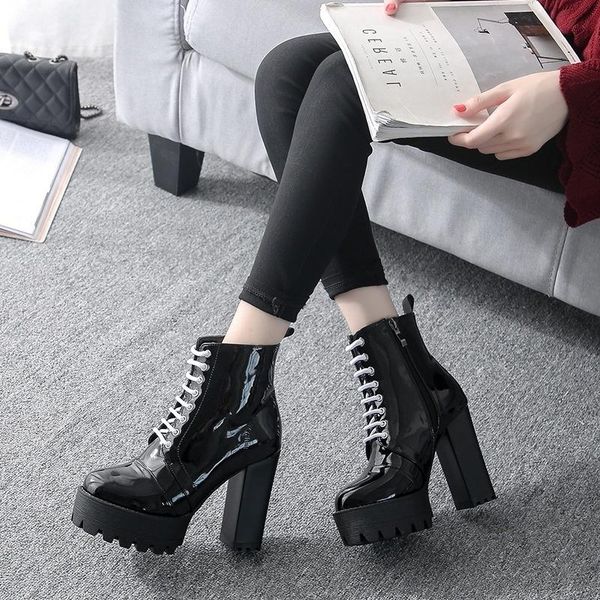 boots leather winter patent autumn short and waterproof platform thick heel tube dance women's middle, Black
boots leather winter patent autumn short and waterproof platform thick heel tube dance women's middle, Black