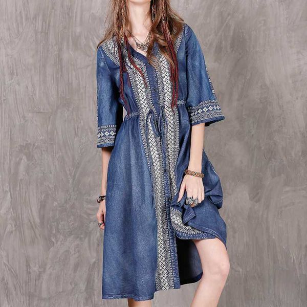 embroidery plus size loose denim dresses for women spring v-neck drawstring half sleeve vestidos vintage elegant 210525, Black;gray
embroidery plus size loose denim dresses for women spring v-neck drawstring half sleeve vestidos vintage elegant 210525, Black;gray