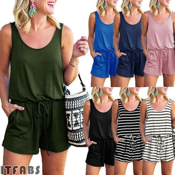 women's jumpsuits & rompers women ladies fashion casual chic summer playsuit holiday solid sleeveless comfy beach wear, Black;white
women's jumpsuits & rompers women ladies fashion casual chic summer playsuit holiday solid sleeveless comfy beach wear, Black;white
