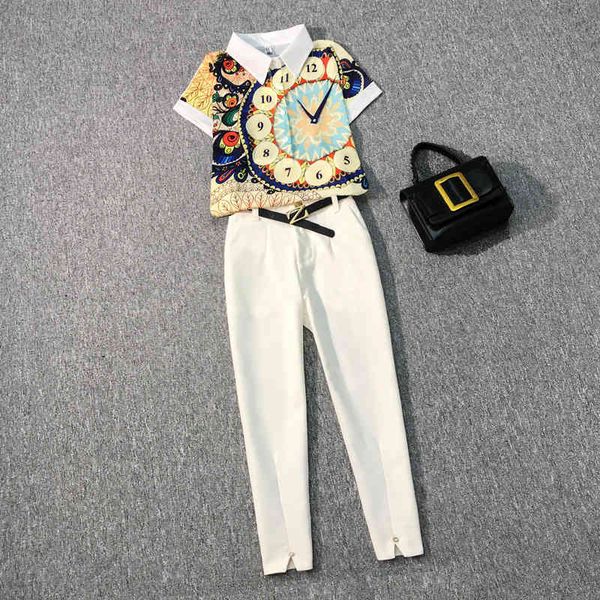 women's two piece pants new sweet women 2 sets summer white chiffon shirts + calf length high with belt trousers work business set
women's two piece pants new sweet women 2 sets summer white chiffon shirts + calf length high with belt trousers work business set