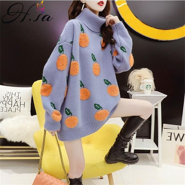 h.sa winter turtleneck sweaters orange pull thick warm soft knit jumpers ugly sweater female oversized pullovers 210417, White;black
h.sa winter turtleneck sweaters orange pull thick warm soft knit jumpers ugly sweater female oversized pullovers 210417, White;black