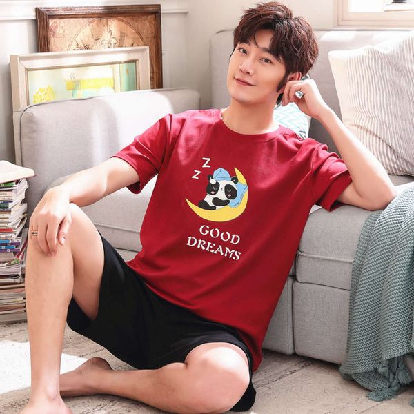 katoen comfortable and summer soft men around the neck homewear pajamas trendy handsome kawaii panda moon nightwear, Black;brown
katoen comfortable and summer soft men around the neck homewear pajamas trendy handsome kawaii panda moon nightwear, Black;brown