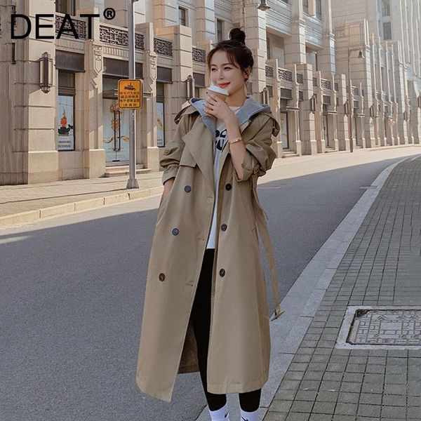women's trench coats deat women windbreak grey hooded patchwork with belt long sleeve casual style female outerwear 2021 autumn fashion, Tan;black
women's trench coats deat women windbreak grey hooded patchwork with belt long sleeve casual style female outerwear 2021 autumn fashion, Tan;black