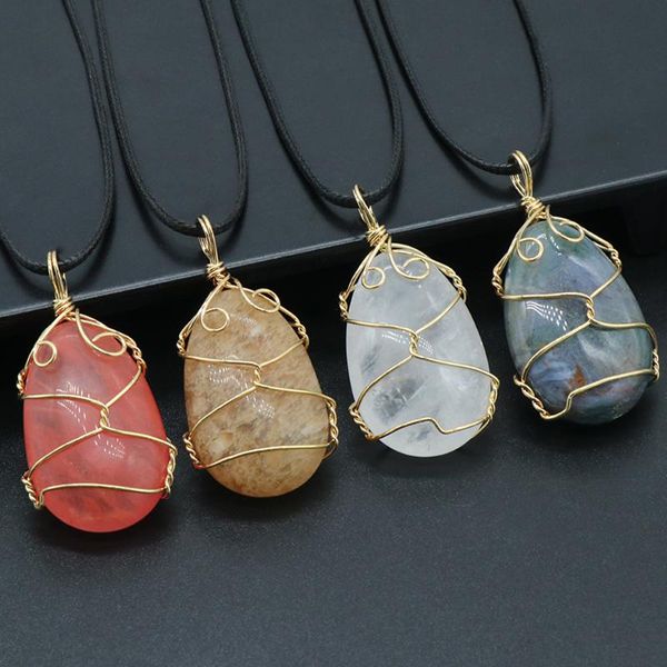 pendant necklaces natural stone quartzs necklace gold color wire wrap polished gem for women jewelry reiki heal gifts, Silver
pendant necklaces natural stone quartzs necklace gold color wire wrap polished gem for women jewelry reiki heal gifts, Silver