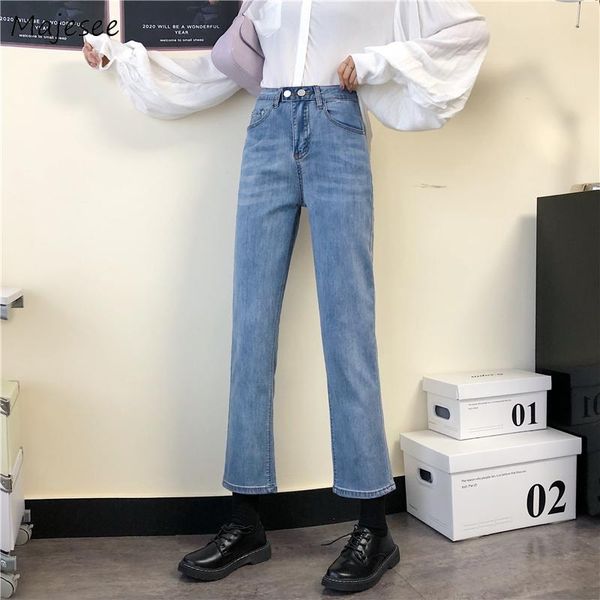 women jeans denim vintage adjustable high waist straight ankle-length button trousers all-match korean bf streetwear loose women's, Blue
women jeans denim vintage adjustable high waist straight ankle-length button trousers all-match korean bf streetwear loose women's, Blue