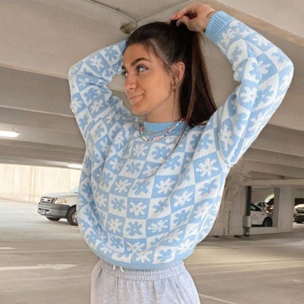 women's sweaters winter 2021 oversized jumpers floral printed women crewneck long sleeve pullovers kawaii autumn knitwear, White;black
women's sweaters winter 2021 oversized jumpers floral printed women crewneck long sleeve pullovers kawaii autumn knitwear, White;black