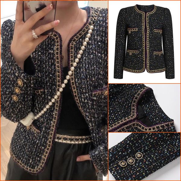 women's jackets korean fashion ladies jacket small fragrance wind tweed woven slim short autumn., Black;brown
women's jackets korean fashion ladies jacket small fragrance wind tweed woven slim short autumn., Black;brown
