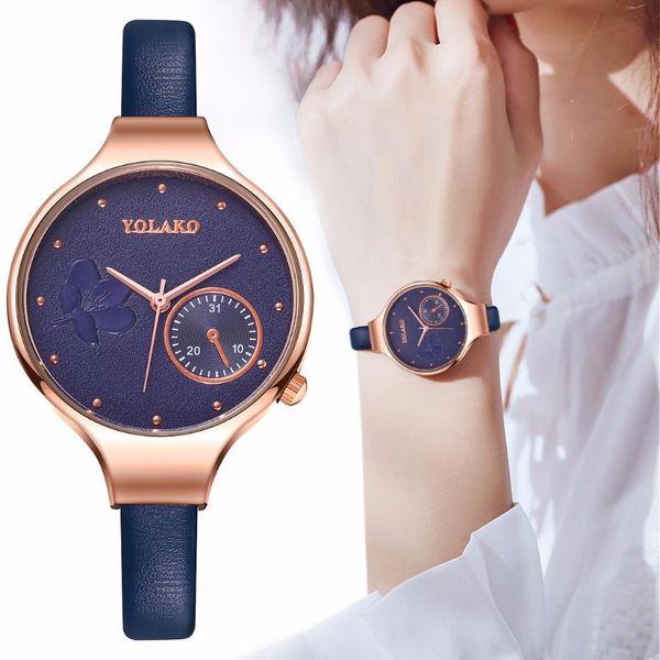 wristwatches yolako brand women fashion blue quartz watch lady leather flower casual gift clock, Slivery;brown
wristwatches yolako brand women fashion blue quartz watch lady leather flower casual gift clock, Slivery;brown