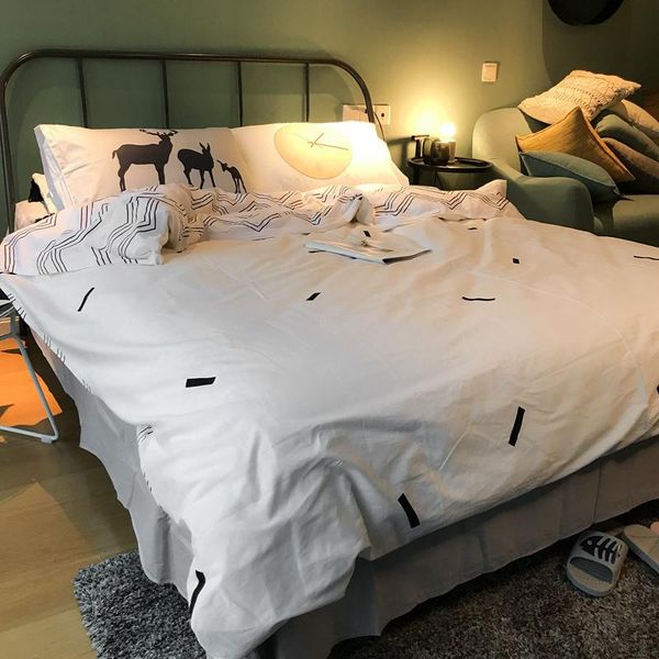 bedding sets style fresh and simple all cotton four piece set of grey pure stripe quilt cover fitted sheet
bedding sets style fresh and simple all cotton four piece set of grey pure stripe quilt cover fitted sheet