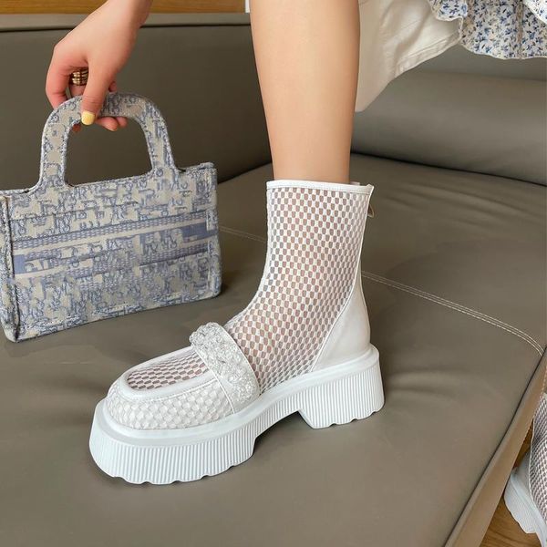 boots thick bottom women's summer thin mesh breathable hollow outs genuine leather diamond cool botas mujer, Black
boots thick bottom women's summer thin mesh breathable hollow outs genuine leather diamond cool botas mujer, Black