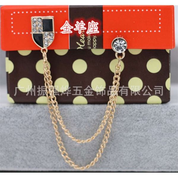 men's selling suit simple black and white square chain collar british college style brooch, Gray
men's selling suit simple black and white square chain collar british college style brooch, Gray
