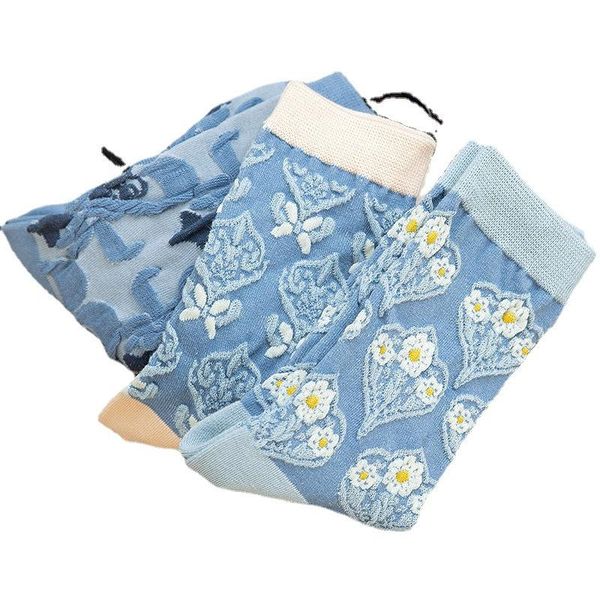 men's socks 1 pair women's tube for fall/winter style cotton blue flower casual student, Black
men's socks 1 pair women's tube for fall/winter style cotton blue flower casual student, Black