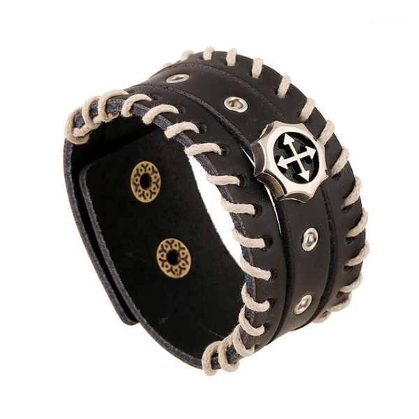 men's leather bracelet men's and women's punk rock style cross wide sleeve bracelet retro jewelry1, Golden;silver
men's leather bracelet men's and women's punk rock style cross wide sleeve bracelet retro jewelry1, Golden;silver