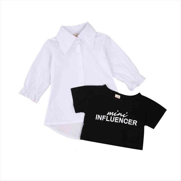fashionable kid skirt suit, long sleeve lapel collar shirt with round neck short mini for summer, White
fashionable kid skirt suit, long sleeve lapel collar shirt with round neck short mini for summer, White