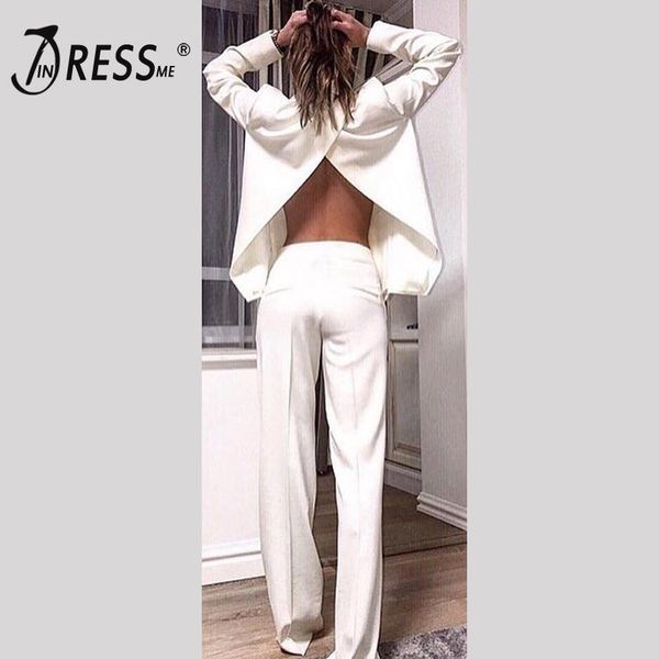 women's two piece pants indressme 2021 fashion v-neck hollow out blazer backless long pant suits set formal women office lady 2 pie, White
women's two piece pants indressme 2021 fashion v-neck hollow out blazer backless long pant suits set formal women office lady 2 pie, White