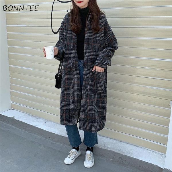women's wool & blends women all-match plaid vintage leisure loose female streetwear sweater cozy fashion elegant college simple korean, Black
women's wool & blends women all-match plaid vintage leisure loose female streetwear sweater cozy fashion elegant college simple korean, Black