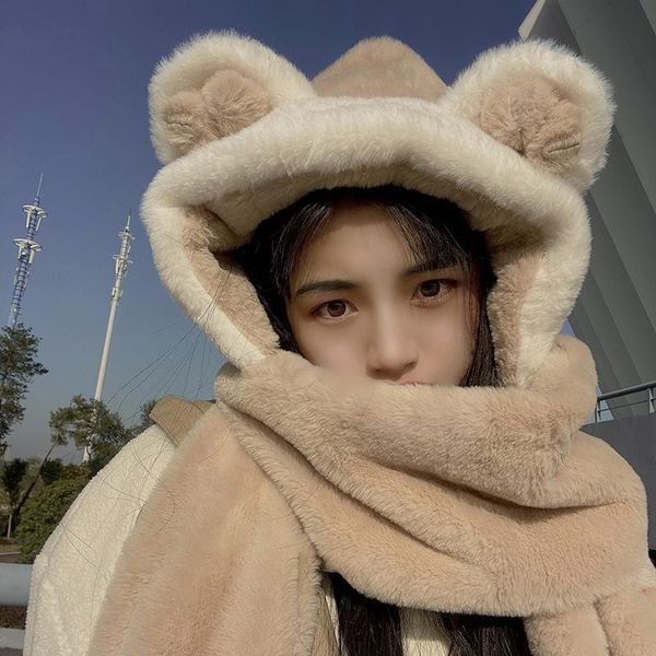 hats, scarves & gloves sets 2021 fashionhree-piece suit imitation fur soft comfor thick winter warm cute bear ear hat bib lei feng wo, Blue;gray 
hats, scarves & gloves sets 2021 fashionhree-piece suit imitation fur soft comfor thick winter warm cute bear ear hat bib lei feng wo, Blue;gray