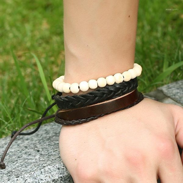 charm bracelets sangsy 3pcs/set weave punk vintage cuff wood beads male men's leather women men female jewelry accessories1, Golden;silver
charm bracelets sangsy 3pcs/set weave punk vintage cuff wood beads male men's leather women men female jewelry accessories1, Golden;silver