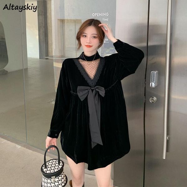 mini dresses women patchwork mesh loose bow lantern sleeves 3xl plus size korean style ins female ulzzang 2021 casual, Black;gray
mini dresses women patchwork mesh loose bow lantern sleeves 3xl plus size korean style ins female ulzzang 2021 casual, Black;gray