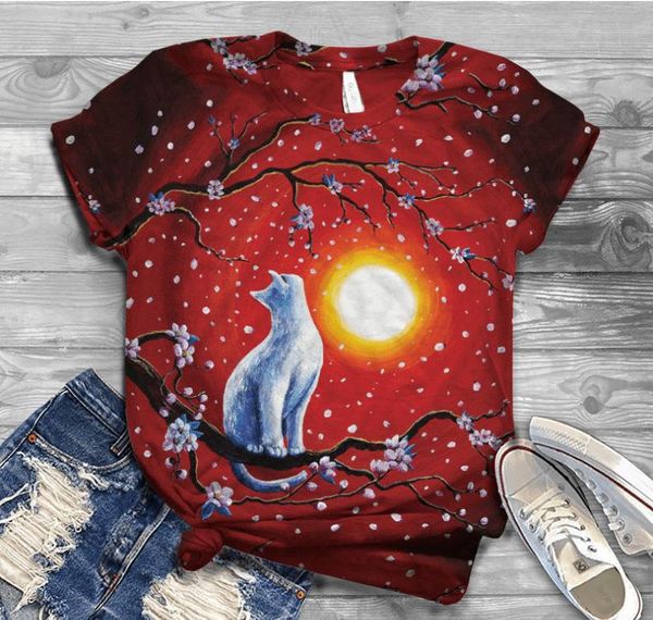 women's t-shirt 2021 summer digital printed animal round neck short sleeve, White
women's t-shirt 2021 summer digital printed animal round neck short sleeve, White