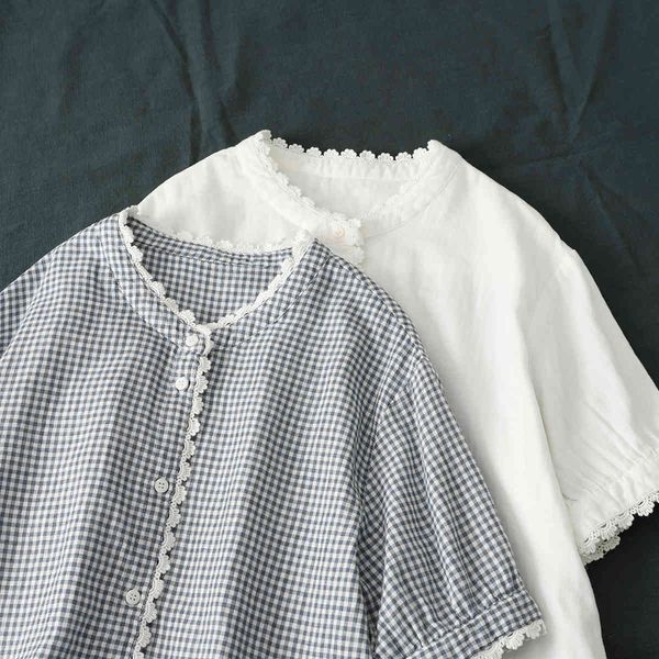 women's blouses & shirts lamtrip unique lace eed stand collar plaid short sleeve cotton yarn shirt tee women 2021 summer ueow, White
women's blouses & shirts lamtrip unique lace eed stand collar plaid short sleeve cotton yarn shirt tee women 2021 summer ueow, White
