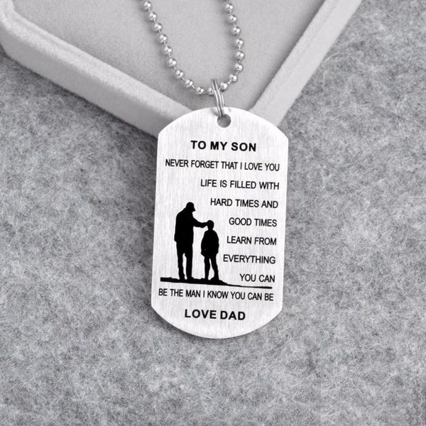pendant necklaces family necklace stainless steel tag to my son daughter always love dad mom for mother father gift, Silver
pendant necklaces family necklace stainless steel tag to my son daughter always love dad mom for mother father gift, Silver
