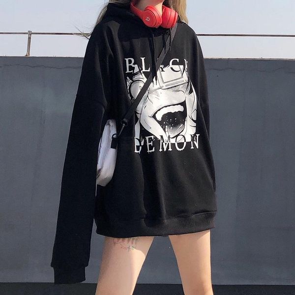 women's hoodies & sweatshirts japanese dark anime hoodie korean vintage harajuku oversize loose hip-hop long-sleeved hooded sweatshirt, Black
women's hoodies & sweatshirts japanese dark anime hoodie korean vintage harajuku oversize loose hip-hop long-sleeved hooded sweatshirt, Black