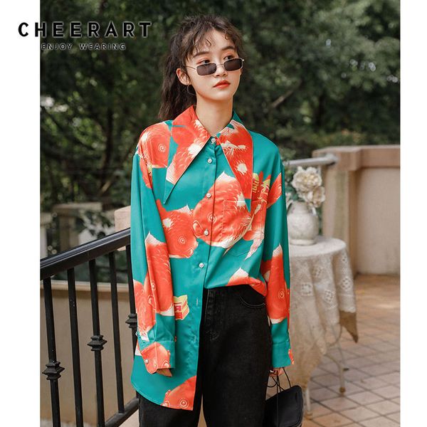 green oversized shirt women long sleeve animal print big collar button up vintage fashion clothing 210427, White
green oversized shirt women long sleeve animal print big collar button up vintage fashion clothing 210427, White