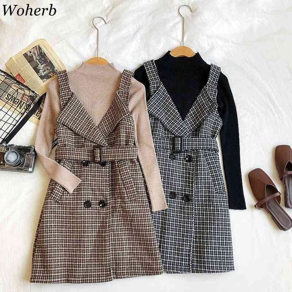 vintage plaid 2 pieces set women knit sweater + bandage tank dress autumn korean chic outfits casual suit femme 210417, White
vintage plaid 2 pieces set women knit sweater + bandage tank dress autumn korean chic outfits casual suit femme 210417, White