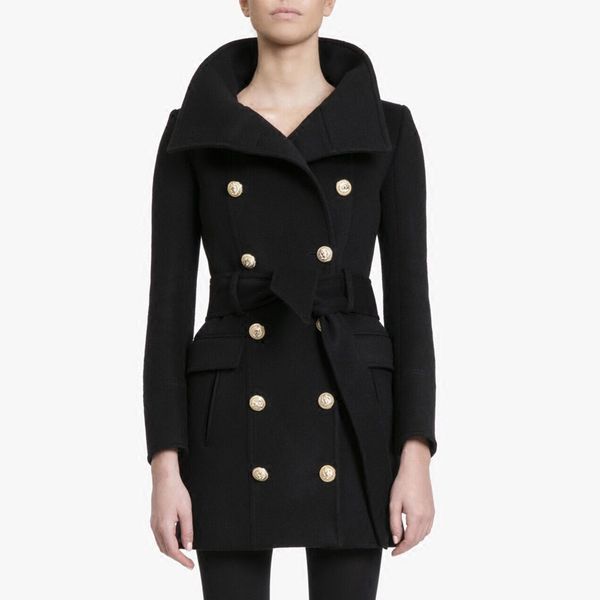 women's wool & blends est runway baroque designer coat double breasted lion buttons turtleneck lacing belt 5bi8, Black
women's wool & blends est runway baroque designer coat double breasted lion buttons turtleneck lacing belt 5bi8, Black