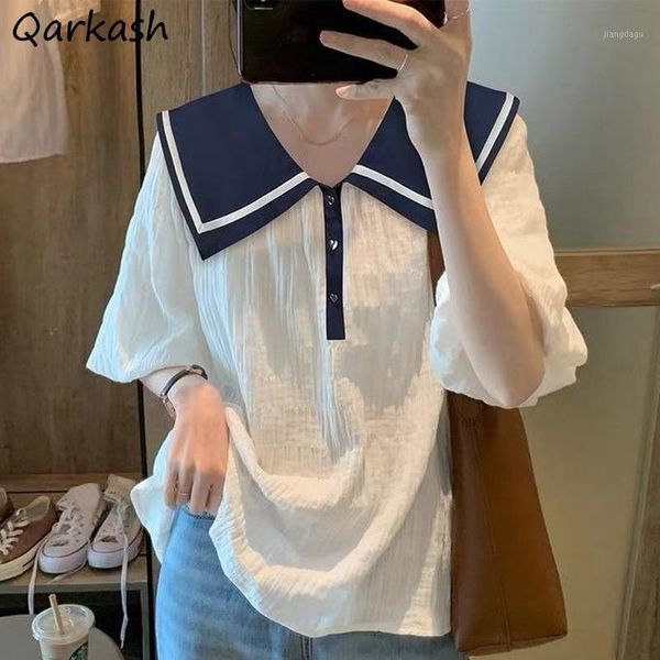 women's blouses & shirts women sailor collar loose kawaii girls all match streetwear stylish cozy lovely sweet vintage button ulzzang c, White
women's blouses & shirts women sailor collar loose kawaii girls all match streetwear stylish cozy lovely sweet vintage button ulzzang c, White