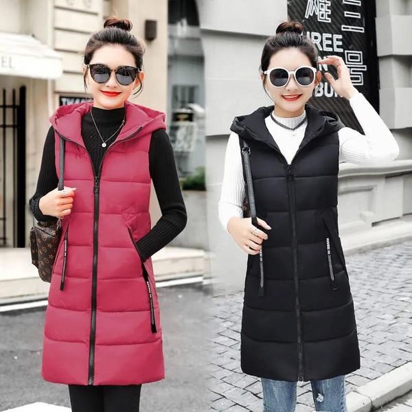 women's vests 2021 winter jacket windproof warm long cotton waistcoat casual sleeveless hooded femme coat vest women oversize parkas, Black;white
women's vests 2021 winter jacket windproof warm long cotton waistcoat casual sleeveless hooded femme coat vest women oversize parkas, Black;white
