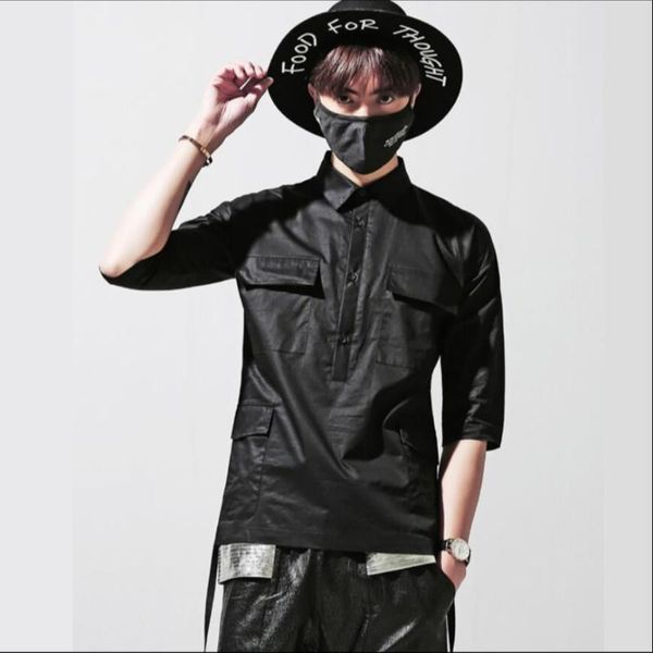 high-end custom summer tide men personality shirt loose solid color simple hair stylist irregular middle sleeve costumes men's casual s, White;black
high-end custom summer tide men personality shirt loose solid color simple hair stylist irregular middle sleeve costumes men's casual s, White;black