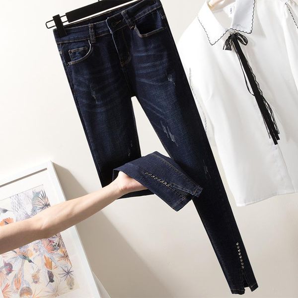 women's jeans slim for woman autumn skinny high waist women stretch elastic ankle length girls pants pencil, Blue
women's jeans slim for woman autumn skinny high waist women stretch elastic ankle length girls pants pencil, Blue