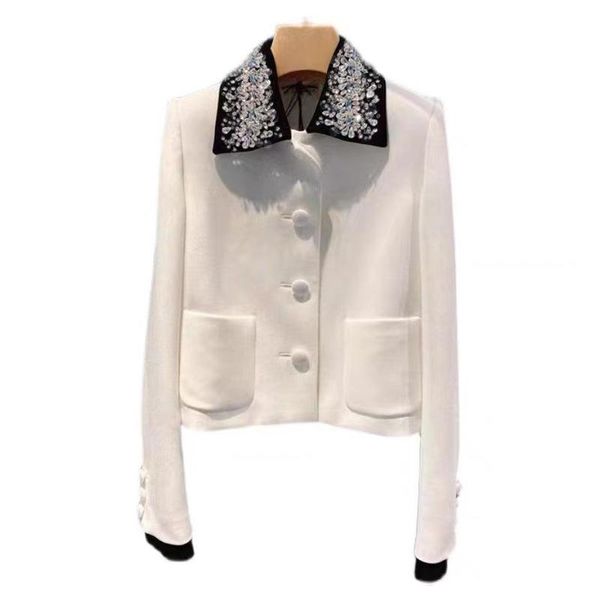 women's jackets coat 2021 autumn fashion style ladies turn-down collar beading deco long sleeve casual white pink outwear, Black;brown
women's jackets coat 2021 autumn fashion style ladies turn-down collar beading deco long sleeve casual white pink outwear, Black;brown