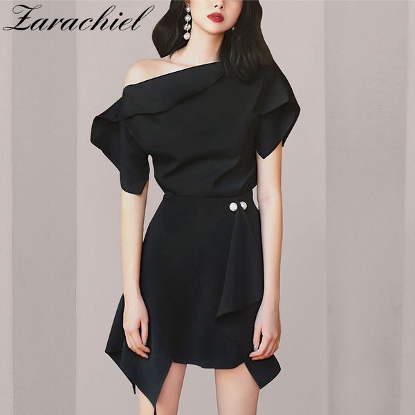 women elegant off shoulder + pearls draped outfits summer office lady short sleeve black ruffles skirt and 210416, White
women elegant off shoulder + pearls draped outfits summer office lady short sleeve black ruffles skirt and 210416, White