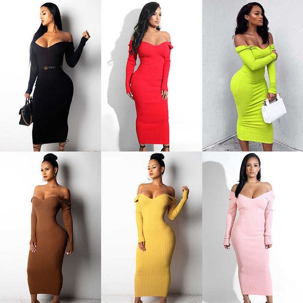 autumn and winter new women's mid long solid color sweater women's pullover v-neck knitted dress, White
autumn and winter new women's mid long solid color sweater women's pullover v-neck knitted dress, White
