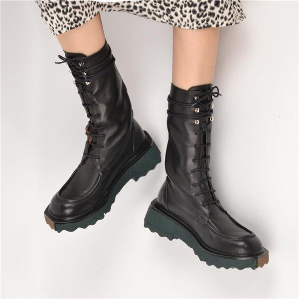 boots 2021 autumn winter women's knight leather platform mid calf lace up round toe mujer british cross tied booties, Black
boots 2021 autumn winter women's knight leather platform mid calf lace up round toe mujer british cross tied booties, Black
