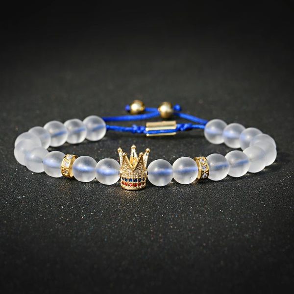 beaded, strands luxury crown charm men bracelets 8mm cz round frosted natural stone bracelet pulseira feminina handmade jewelry women gift, Black
beaded, strands luxury crown charm men bracelets 8mm cz round frosted natural stone bracelet pulseira feminina handmade jewelry women gift, Black