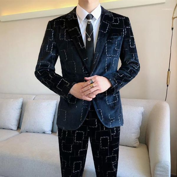 men tuxedo suit velvet black plaid print blazer paty costumes 2021 + pant suits smoking homme mariage1, White;black
men tuxedo suit velvet black plaid print blazer paty costumes 2021 + pant suits smoking homme mariage1, White;black