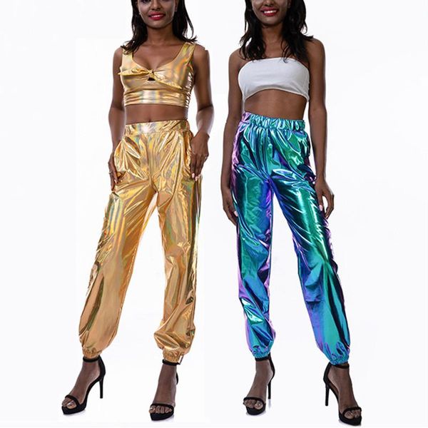 women's pants & capris 2021 women casual sports hip-hop shiny hologram laser color trousers high street loose harem elastic waist, Black;white
women's pants & capris 2021 women casual sports hip-hop shiny hologram laser color trousers high street loose harem elastic waist, Black;white