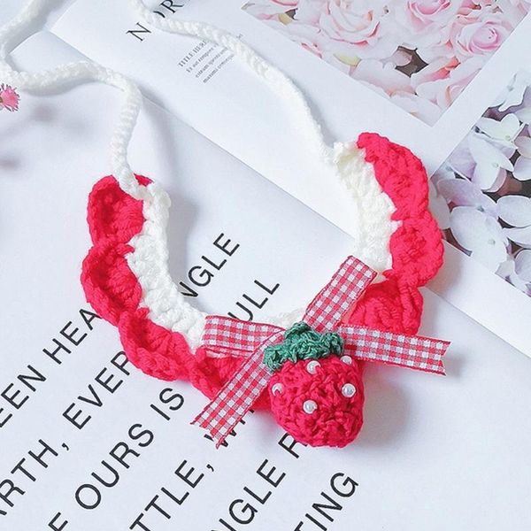 cat collars & leads hand-woven strawberry crochet collar woolen dog bandana bowknot pet necklace manual kitty scarf cute accessories
cat collars & leads hand-woven strawberry crochet collar woolen dog bandana bowknot pet necklace manual kitty scarf cute accessories