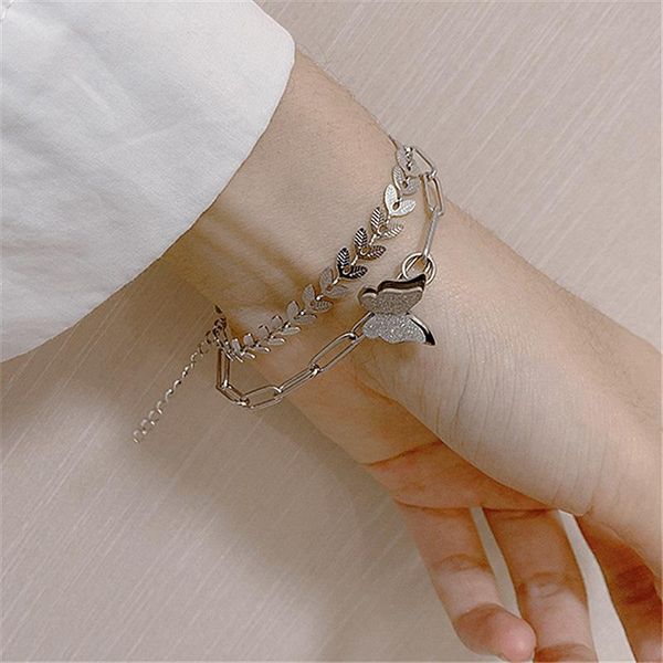 link, chain harajuku punk butterfly bracelets for women creative wheat ear metal hollow bracelet silver color fashion jewelry party gift, Black
link, chain harajuku punk butterfly bracelets for women creative wheat ear metal hollow bracelet silver color fashion jewelry party gift, Black