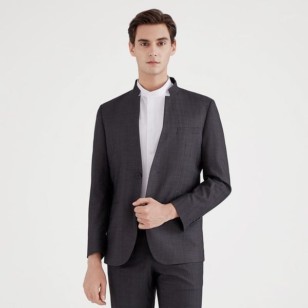 men's suits & blazers brand business chinese standing collar set western fashion youth slimming micro-elastic anti-wrinkle suit, White;black 
men's suits & blazers brand business chinese standing collar set western fashion youth slimming micro-elastic anti-wrinkle suit, White;black