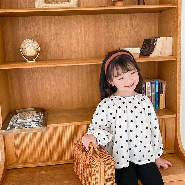 girls spring summer dot long sleeve drawstring cute blouses 1-7 years kids cotton thin soft casual loose clothes 210615, White;black
girls spring summer dot long sleeve drawstring cute blouses 1-7 years kids cotton thin soft casual loose clothes 210615, White;black