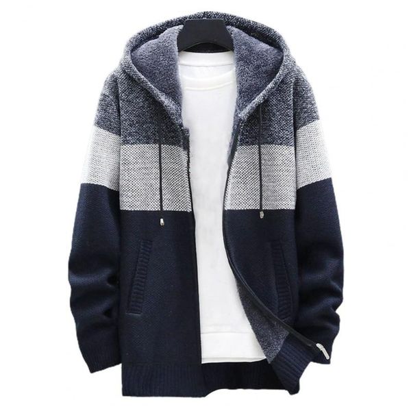 men's jackets comfortable color block zipper warm knitted coat men hooded drawstring for vacation, Black;brown
men's jackets comfortable color block zipper warm knitted coat men hooded drawstring for vacation, Black;brown