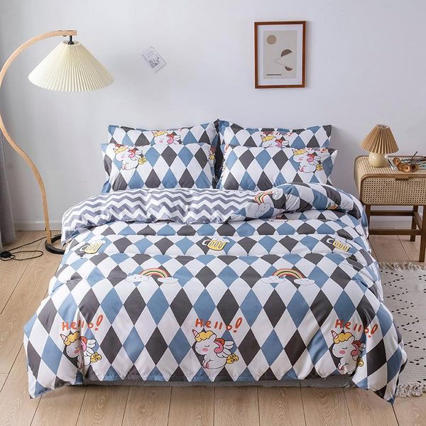 bedding sets fashion diamond lattice set simple feather duvet cover sheet with pillowcase full size kids bedclothes
bedding sets fashion diamond lattice set simple feather duvet cover sheet with pillowcase full size kids bedclothes