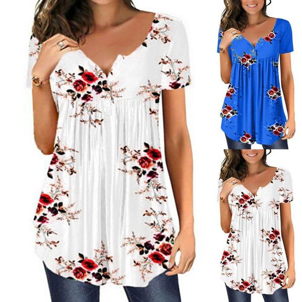 women's blouses & shirts women casual short sleeve button pleated loose tunic printed blouse shirt blusa de frio feminina kimonos muje, White
women's blouses & shirts women casual short sleeve button pleated loose tunic printed blouse shirt blusa de frio feminina kimonos muje, White
