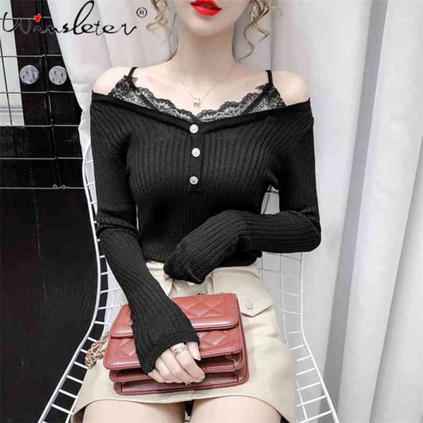 spring autumn sweater women lace patchwork fake two pieces long sleeve pullover jumper knit wear t00704a 210421, Black;white
spring autumn sweater women lace patchwork fake two pieces long sleeve pullover jumper knit wear t00704a 210421, Black;white